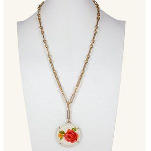 NWT Patricia Nash Citrus Rose Anisa Reversible Pendant Necklace